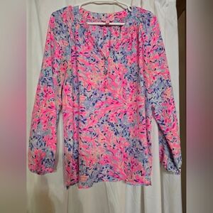 Lilly Pulitzer Pink and Blue Floral Blouse
